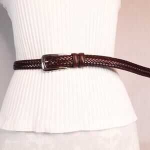 Dockers Skinny Braided Belt Womens Medium Waist Darkest Brown